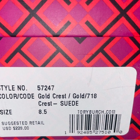 Offers Welcome!! NWT Tory Burch Suede Minnie Ballet Flats Golden Crest - Picture 5 of 6